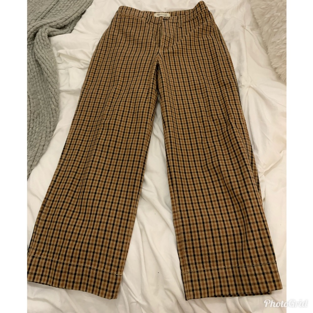 Madewell slim Emmett wide leg crop pants in check